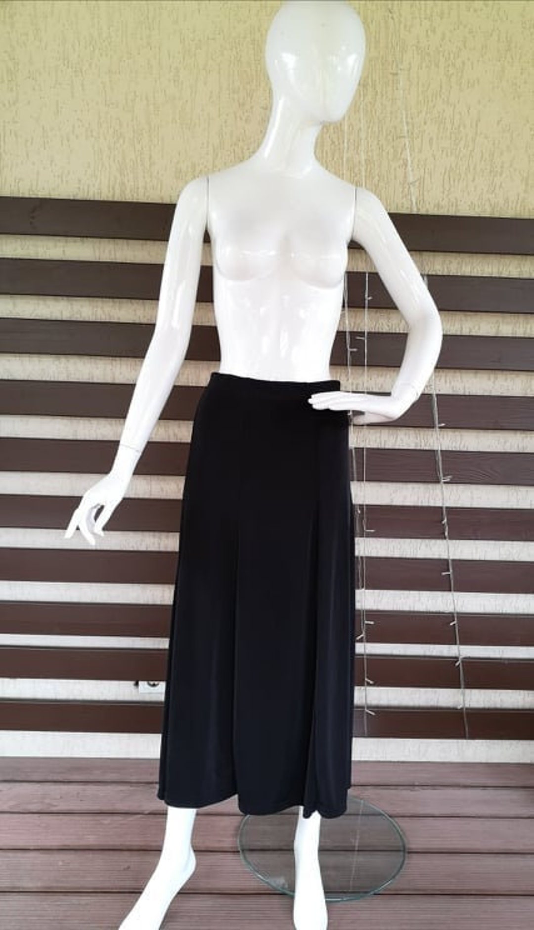 1990-s-vintage-black-skirt-beautiful-smooth-falling-long-skirt-elastic