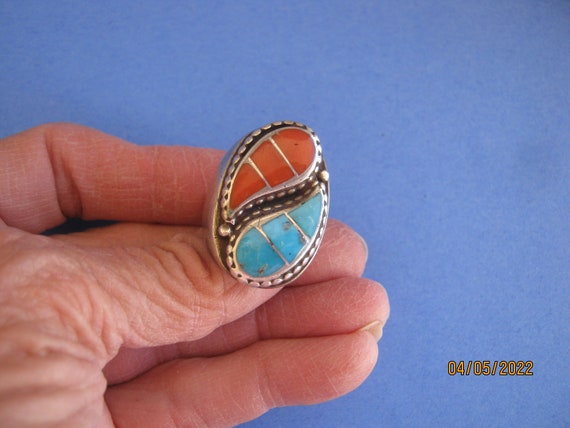 CORAL and TURQUOISE RING - image 6