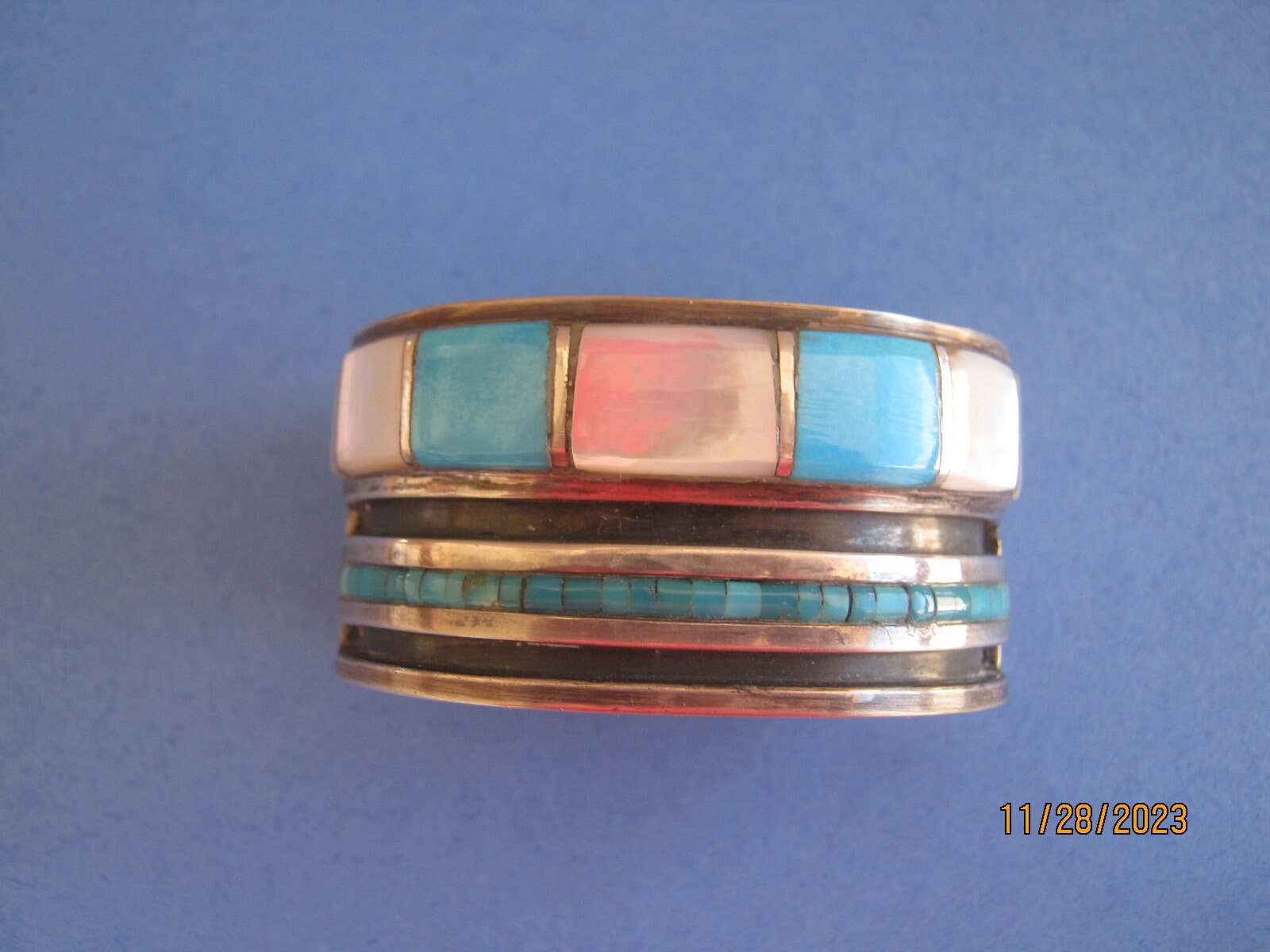 VINTAGE 1940'S NAVAJO INDIAN TWISTED WIRE SILVER GREEN