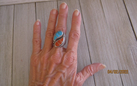 CORAL and TURQUOISE RING - image 5