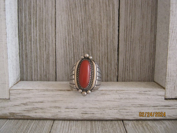 NAVAJO CORAL RING - image 1