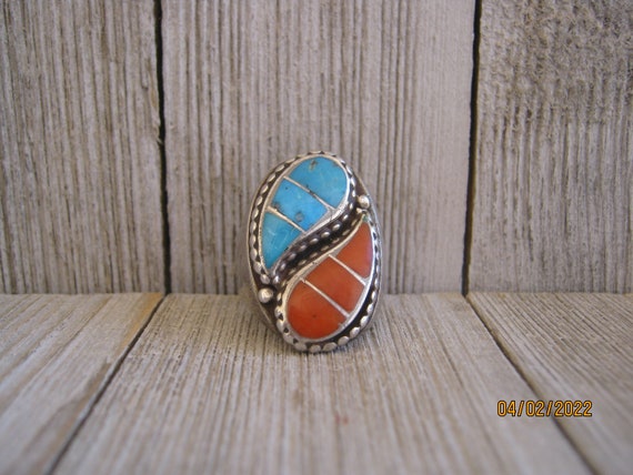 CORAL and TURQUOISE RING - image 1