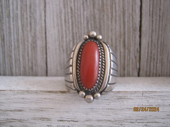 NAVAJO CORAL RING - image 2