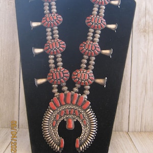 Collana Navajo Coral Squash Blossom