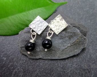 Silver earrings, stud earrings onyx, silver stud earrings, silver 925, stud earrings, onyx bead black, sterling silver