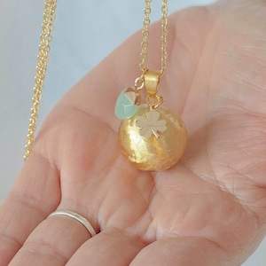 Pregnancy bola brushed gold stone bead clover image 1