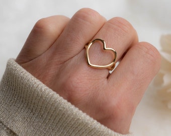 Adjustable stainless steel heart ring - Women's jewelry - gold or silver