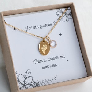 Pregnancy announcement necklace box, personalized necklace, flower and birthstone personalized gift, request for godmother, sister, grandmother