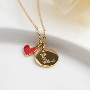 Collier Personnalisé avec médailles Cadeau Maman Bijou Maman, Lettre, coeur Cadeau Mamie, Cadeau Naissance, saint Valentin image 2