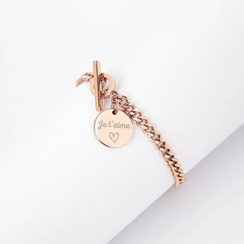 Bracelet personnalisé chaine avec médailles à graver, bracelet prénom, Cadeau naissance Cadeau maman Fête des mères image 6