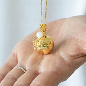 Pregnancy bola smooth pink gold leaf charm fine pearl of your choice image 2