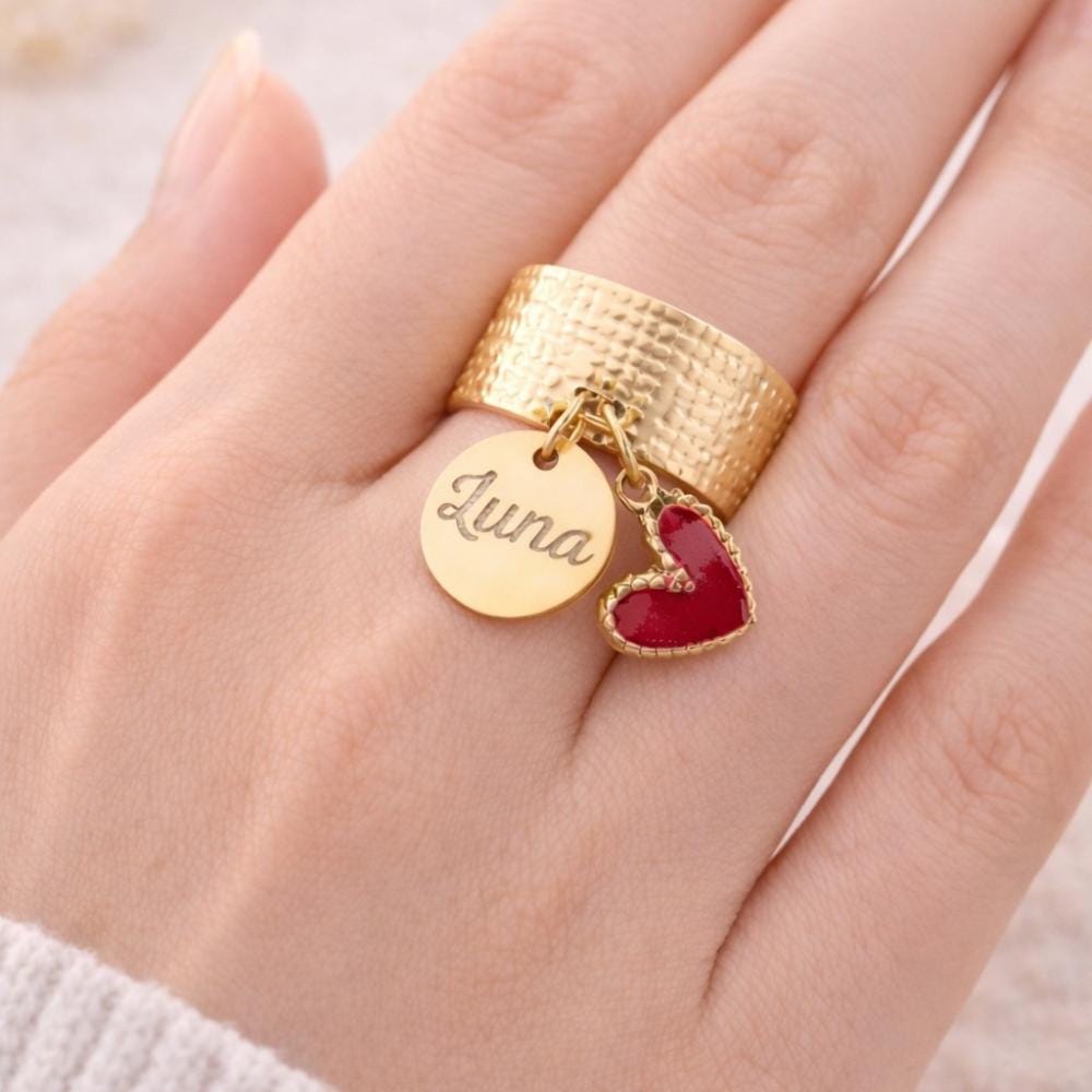 Bague Breloque Cœur Pour Femme - Acier Inoxydable Argenté, Taille 52 (USA 6), Neuf Avec étiquettes