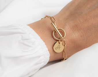 Bracelet personnalisé chaine avec médailles à graver, bracelet prénom, Cadeau naissance Cadeau maman Fête des mères