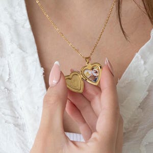 Personalized Heart Locket Necklace Gold or Silver Stainless Steel with Photo Gift for Mom Birthday Gift for Her