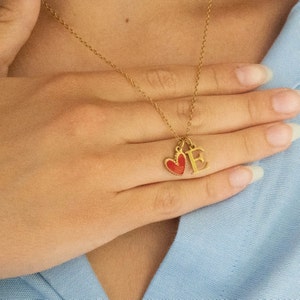 Collar inicial personalizado con corazón, collar de letras, collar de letras, regalo de cumpleaños