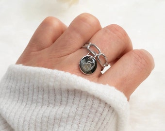Personalized medal ring stainless steel gold or silver birth gift, Gift for her