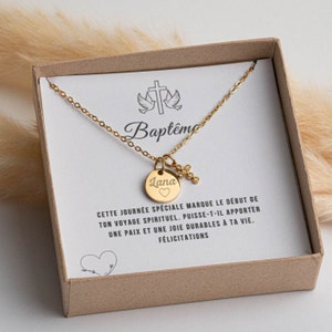 Confirmation cross medal pendant necklace to engrave, baptism gift, stainless steel for women and children