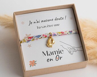 Coffret bracelet  annonce grossesse, bracelet liberty,  annonce bébé, cadeau personnalisé, demande marraine, témoin, soeur, mamie