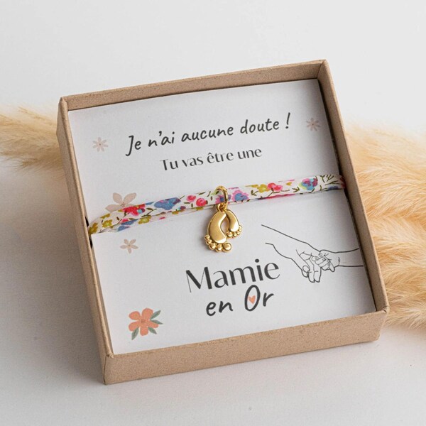 Coffret bracelet  annonce grossesse, bracelet liberty,  annonce bébé, cadeau personnalisé, demande marraine, témoin, soeur, mamie