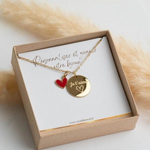 Personalized necklace with medals Mom Gift Mom Jewelry, first name heart Grandma Gift, Birth Gift, Valentine's Day image 8