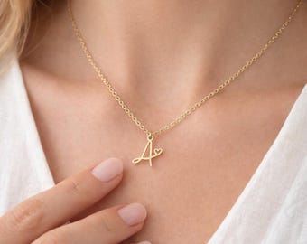 Stainless steel initial letter pendant necklace, alphabet name necklace, personalized necklace