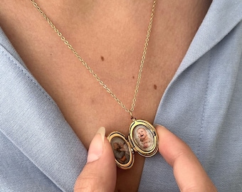 Collier médaillon personnalisé , collier médaillon coeur avec photo, pendentif étanche, médaillon qui s'ouvre, cadeau pour Maman