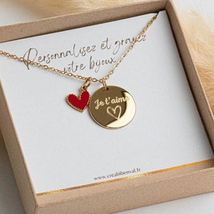 Collier Personnalisé avec médailles Cadeau Maman Bijou Maman, prénom coeur Cadeau Mamie, Cadeau Naissance, saint Valentin image 2