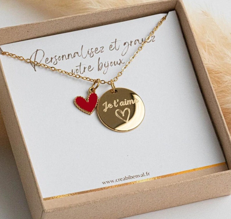 Personalized necklace with medals Mom Gift Mom Jewelry, first name heart Grandma Gift, Birth Gift, Valentine's Day image 2