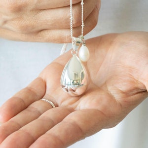 Pregnancy Bola Drop Silver Pendant Freshwater Pearl