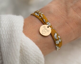 Bracelet Liberty  personnalisé  médailles à graver 12mm  bracelet prénom, Cadeau naissance Cadeau maman Fête des mères