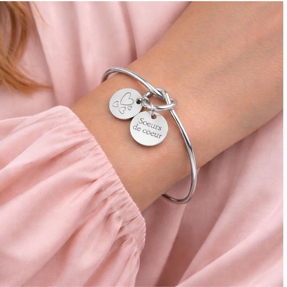 Armband met medailles om te graveren met grote mesh-ketting • Gepersonaliseerde armband, geboortecadeau, moedercadeau, Valentijnsdag, Kerstmis - België