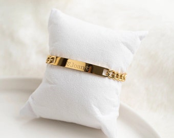 Bracelet personnalisé gravé grosse chaîne Homme, bracelet gourmette homme gravure, Saint-Valentin idée cadeau d'anniversaire fête des Pères