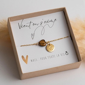 Coffret bracelet carte annonce perle quartz rose,  annonce bébé, cadeau personnalisé, demande marraine, témoin, soeur, mamie