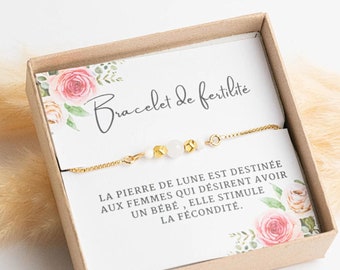 Bracelet fertilité maternité pierre de lune cadeau maman femme enceinte désir grossesse