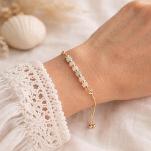 Bracciale per la fertilità della maternità, pietra di luna, quarzo rosa, acquamarina, regalo per la mamma, donna incinta, desiderio di gravidanza