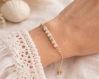 Bracciale da donna con pietra di luna, quarzo rosa e ametista (6