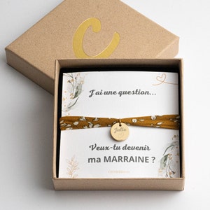 Personalized liberty bracelet engraved Do you want to become my Godmother? Birth announcement bracelet, Godmother Request Bracelet