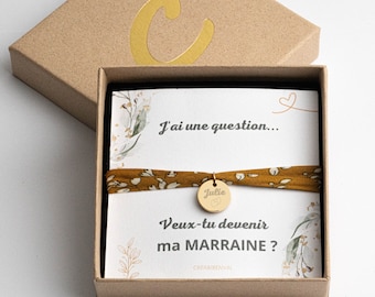 Bracelet liberty personnalisé gravé Veux-tu Devenir ma Marraine ? Bracelet d'annonce naissance, Bracelet de Demande Marraine