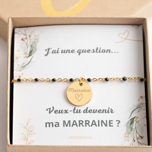 Bracelet à personnalisé gravé marraine Bracelet Marraine Bracelet d'annonce naissance cadeau