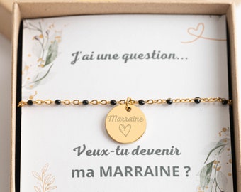 Bracelet à personnalisé gravé marraine Bracelet Marraine Bracelet d'annonce naissance cadeau