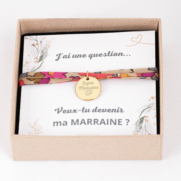 Bracelet personnalisé en cordon coton liberty avec médailles à graver, bracelet prénom, Cadeau naissance Cadeau maman Fête des mères