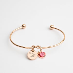 Bracciale rigido nodo gioielli incisione Donna Pietra portafortuna personalizzata Regalo mamma nonna immagine 4