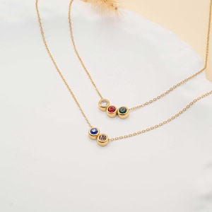 Collar con piedra de nacimiento personalizada y cadena, collar con múltiples piedras de nacimiento, regalo de cumpleaños para mujer