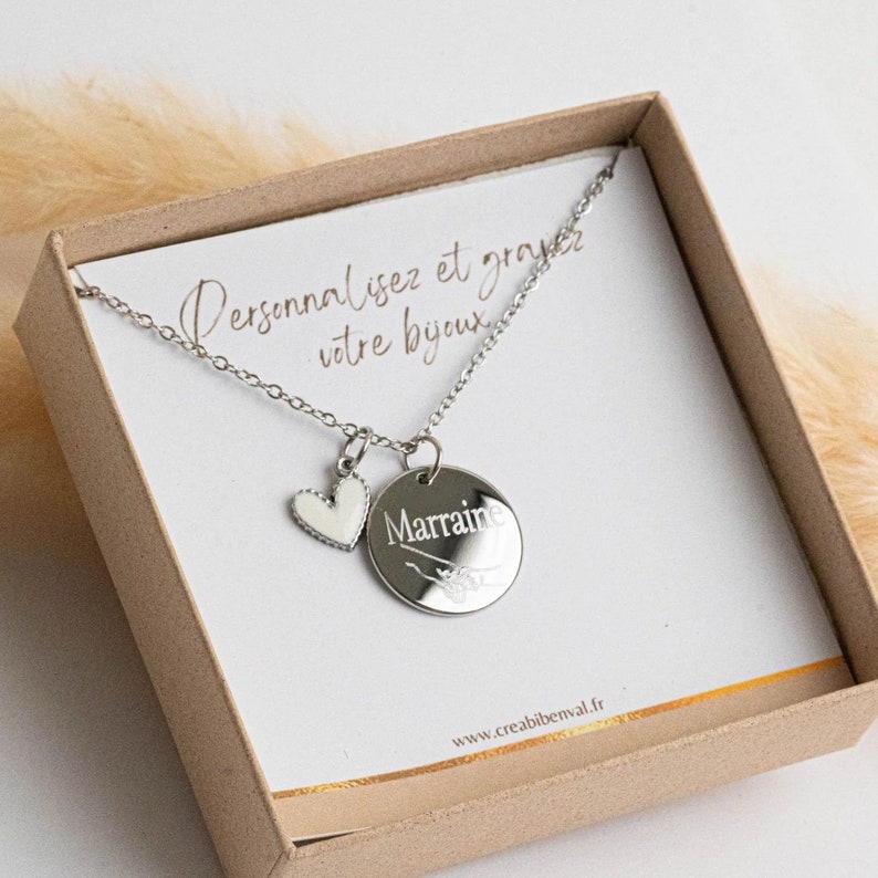 Personalized necklace with medals Mom Gift Mom Jewelry, first name heart Grandma Gift, Birth Gift, Valentine's Day image 3