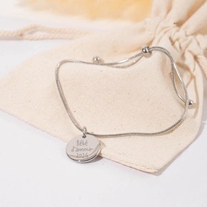 Bracelet personnalisé chaine serpent avec médailles à graver, bracelet prénom, Cadeau naissance Cadeau maman Fête des mères image 5