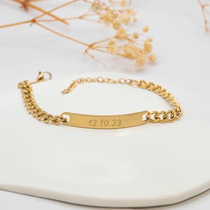 Personalized engraved bracelet Men&#39;s chain men&#39;s gourmette bracelet engraving, Valentine&#39;s Day birthday gift idea Father&#39;s Day