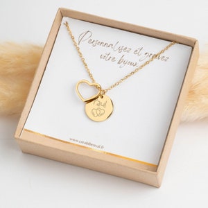 Personalized necklace with medals Mom Gift Mom Jewelry, first name Heart Grandma Gift, Birth Gift, Valentine's Day