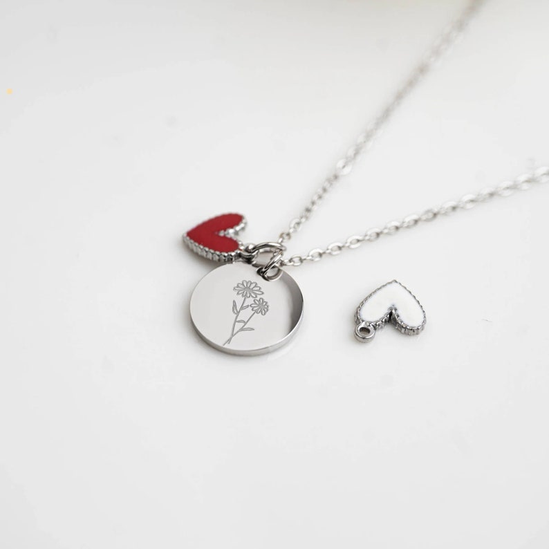 Collier Personnalisé avec médailles Cadeau Maman Bijou Maman, Lettre, coeur Cadeau Mamie, Cadeau Naissance, saint Valentin image 4