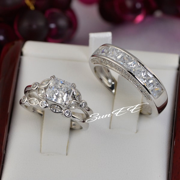 Wedding Ring Sets His and Hers - Etsy