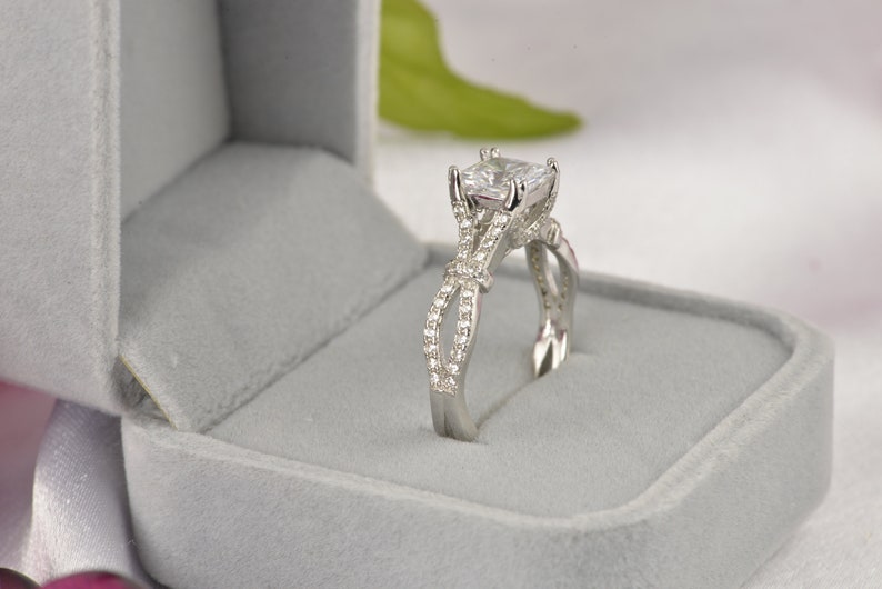 3.67ct Princess Cut 3pcs Wedding Set Engagement Ring Wedding Band Diamond Simulated 925 Sterling Silver Women/'s Bridal Set Eternity Ring